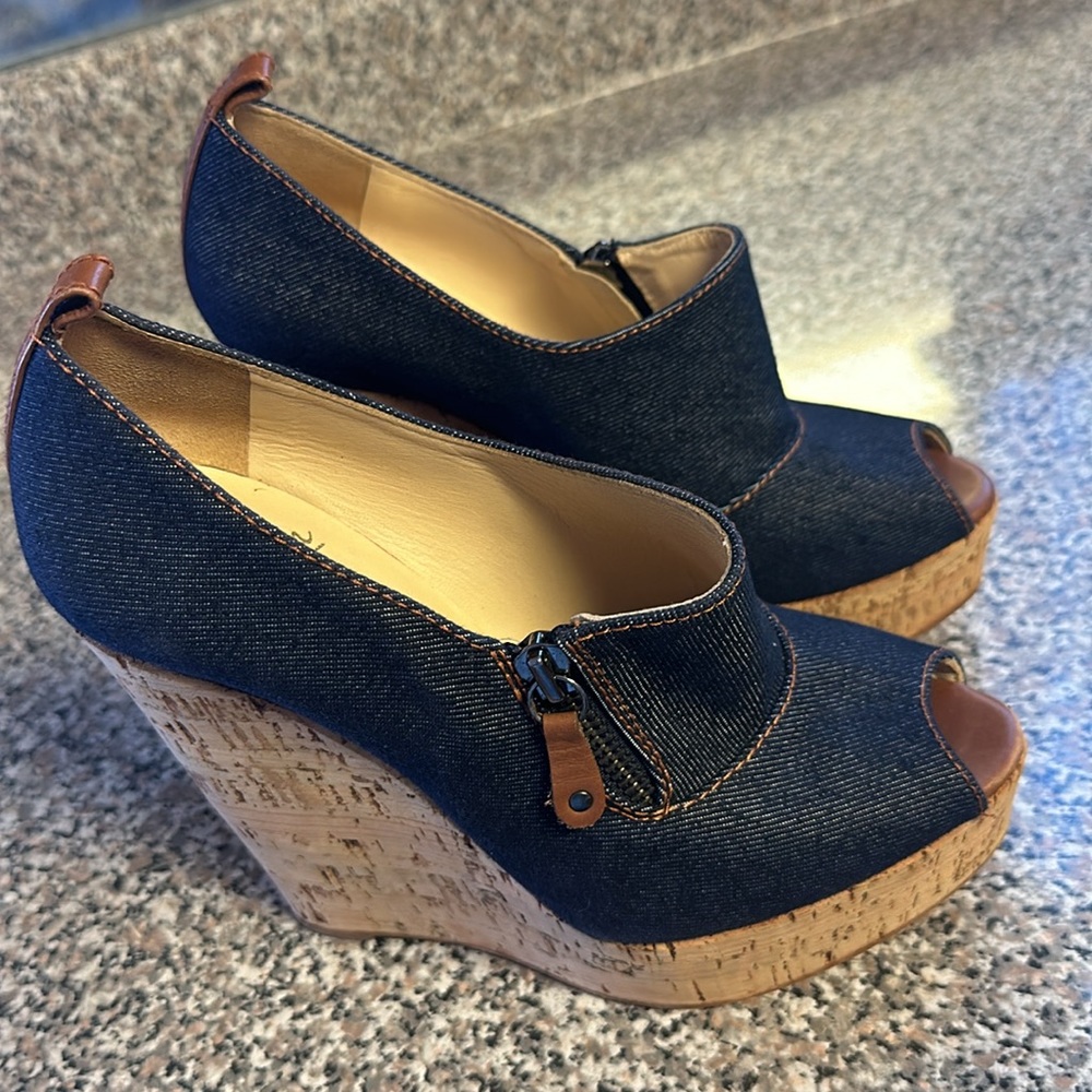 Blue Denim Christian Louboutin Wedges EU 38 - Picture 10 of 15
